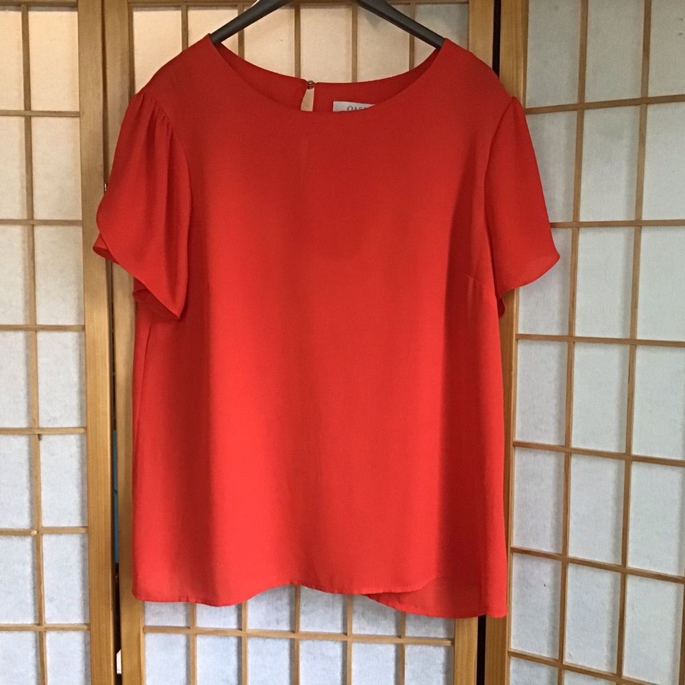 2 for $20 Oasis cap sleeved red crepe top